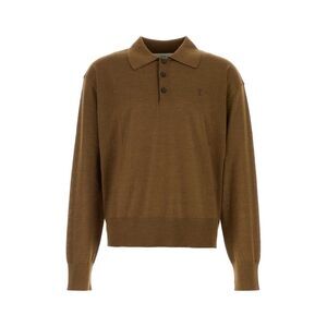 Ami Men Brown Wool Blend Polo Shirt